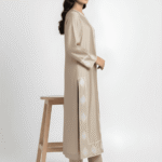 Beige formal suit border embroidery