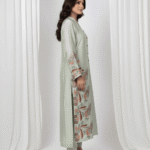 Resham work sleeves on Pista Green Sheesha Silk formal suit