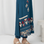 Zinc Blue Sheesha Silk formal suit daman