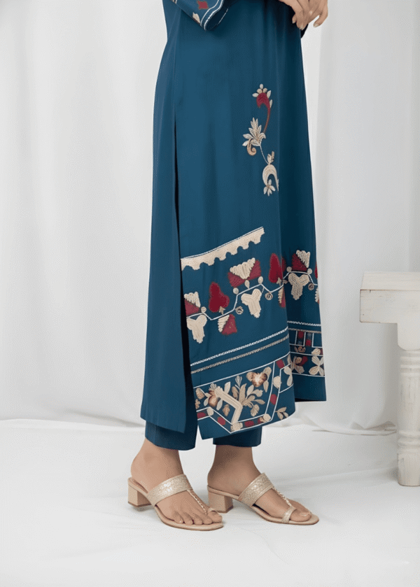 Zinc Blue Sheesha Silk formal suit daman