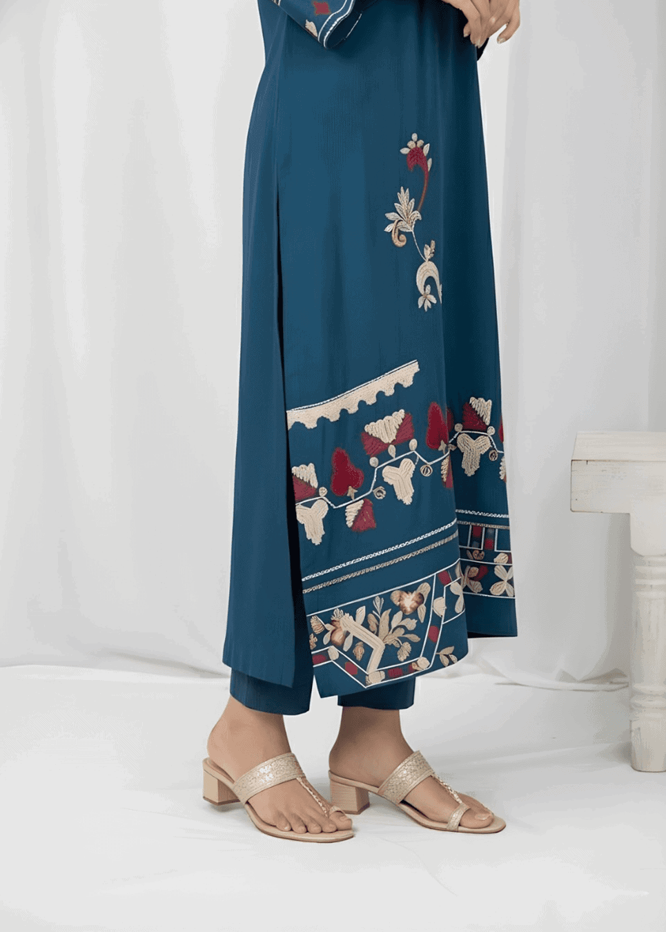 Zinc Blue Sheesha Silk formal suit daman